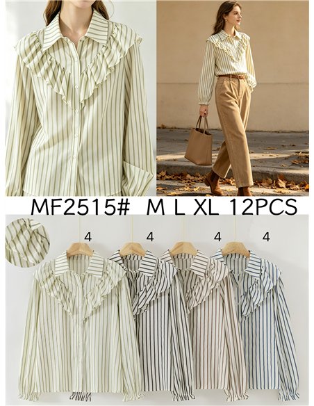 Camicia a righe con volant
