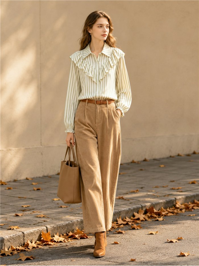 Camicia a righe con volant