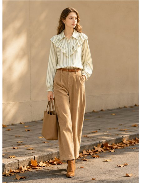 Camicia a righe con volant