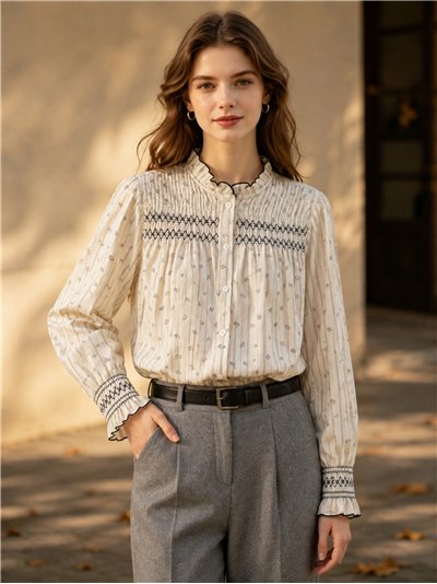 Blusa rayas con frunces