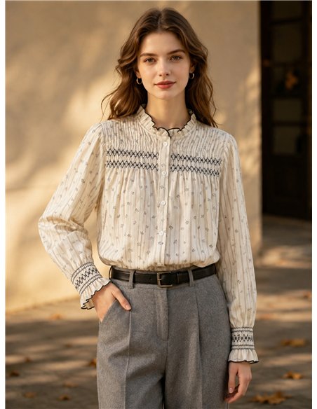 Blusa rayas con frunces