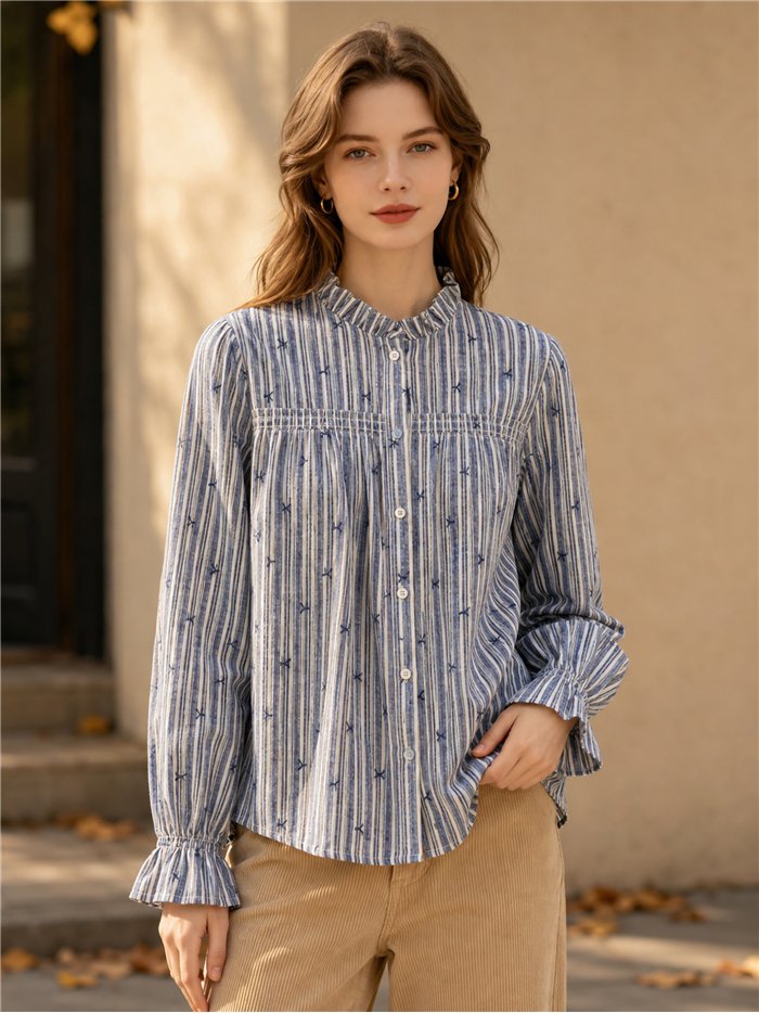 Blusa rayas estampada con lazos