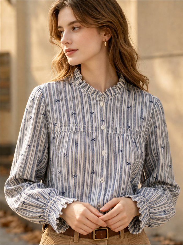 Blusa rayas estampada con lazos