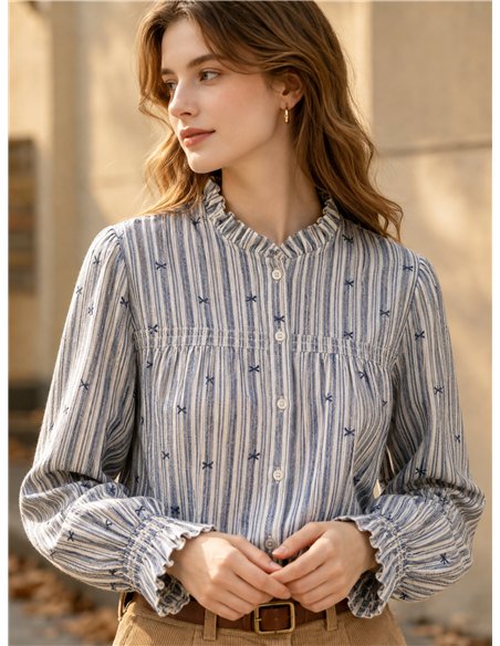 Blusa rayas estampada con lazos