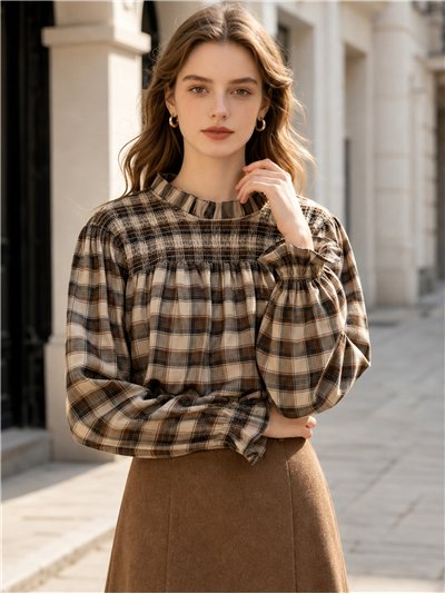 Blusa cuadros con frunces