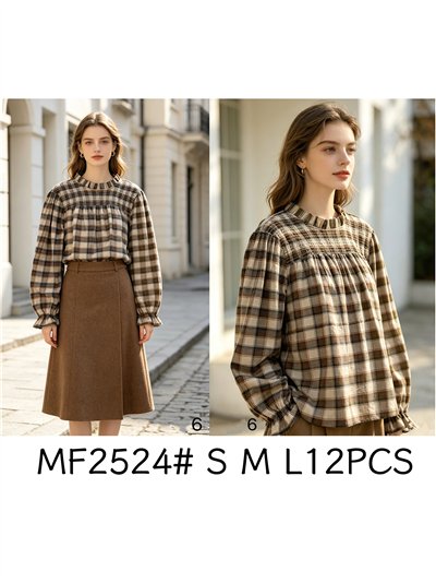 Blusa cuadros con frunces 2