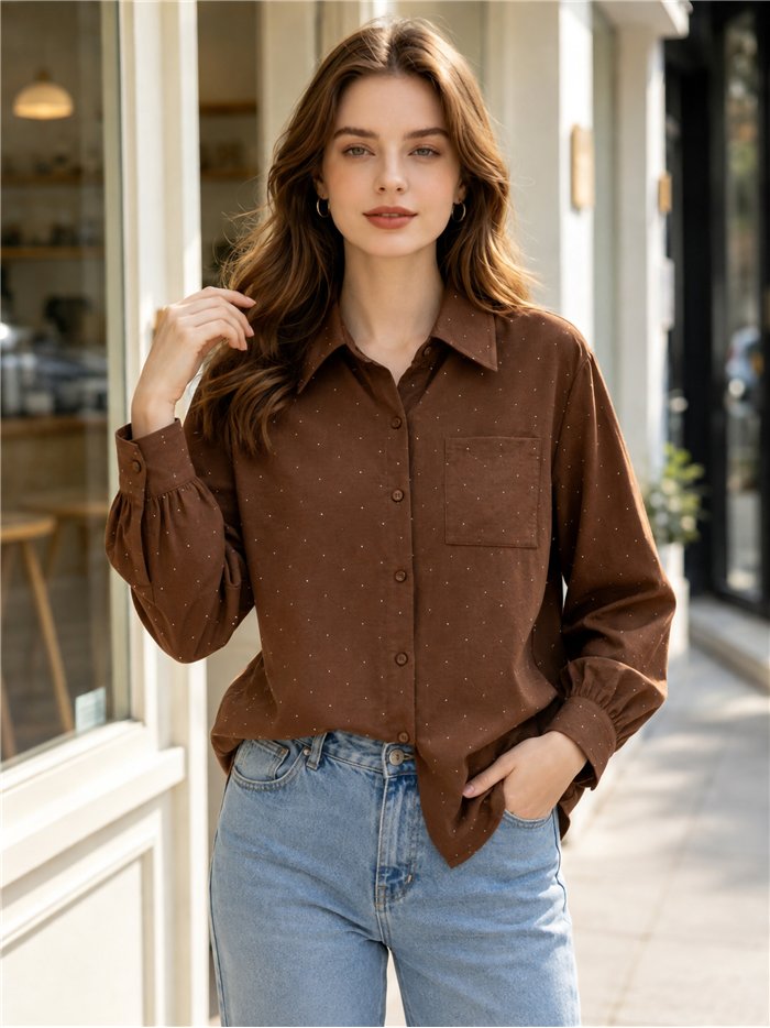 Camisa lisa com strass