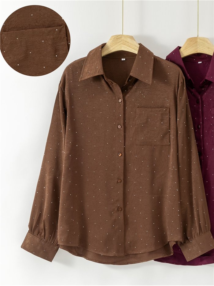 Camisa lisa com strass