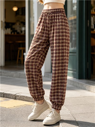 Pantalón jogger cuadros con cordón