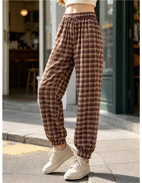 Pantalón jogger cuadros con cordón
