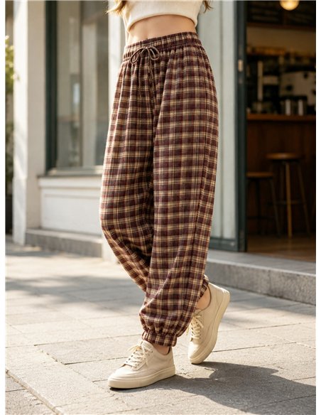 Pantalón jogger cuadros con cordón