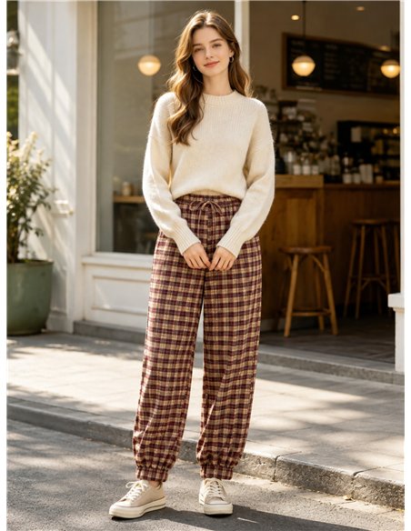 Pantalón jogger cuadros con cordón