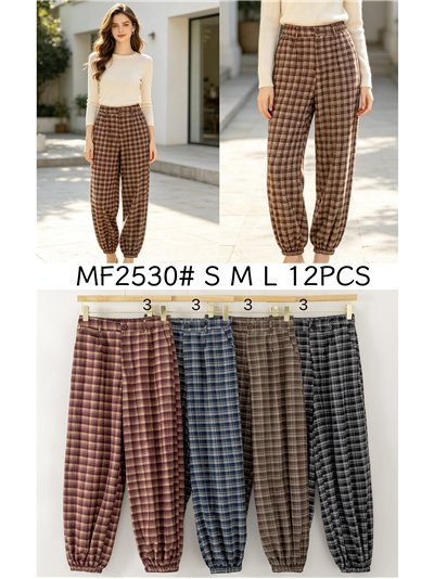 Pantalón cuadros bajo elástico 2