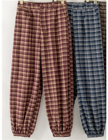 Pantalón cuadros bajo elástico