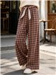 Pantalón wide leg cuadros con cinturón