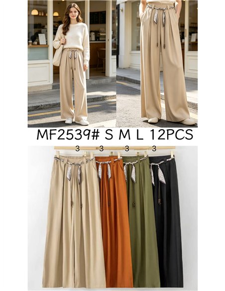 Pantalón wide leg con cinturón pañuelo