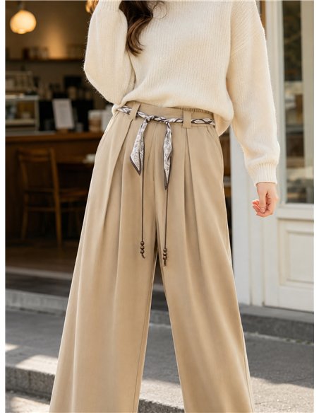Pantalón wide leg con cinturón pañuelo