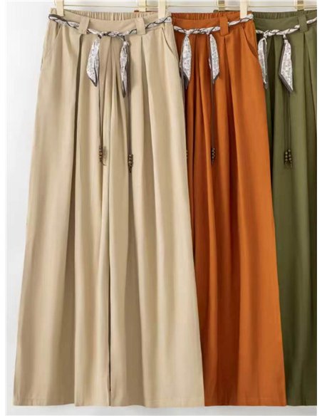 Pantalón wide leg con cinturón pañuelo