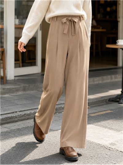 Pantalón wide leg con lazo