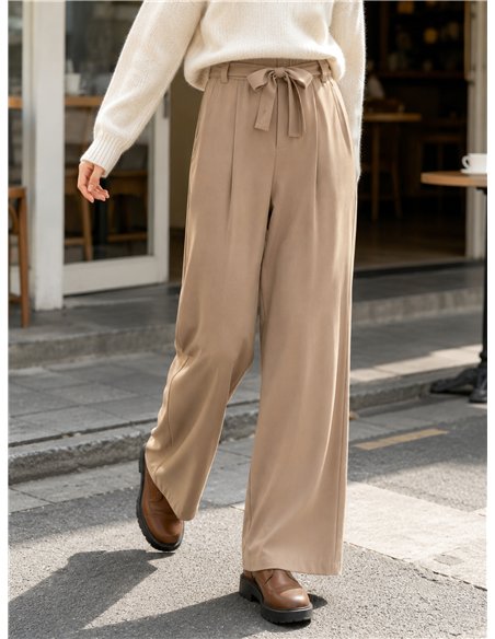 Pantalón wide leg con lazo