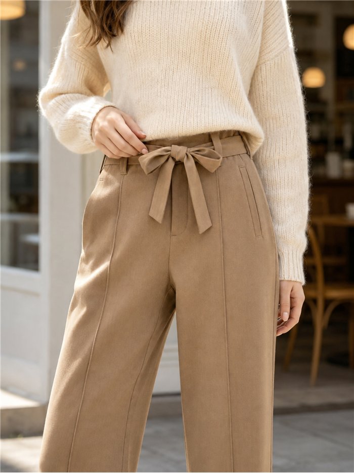 Pantalón wide leg con lazo