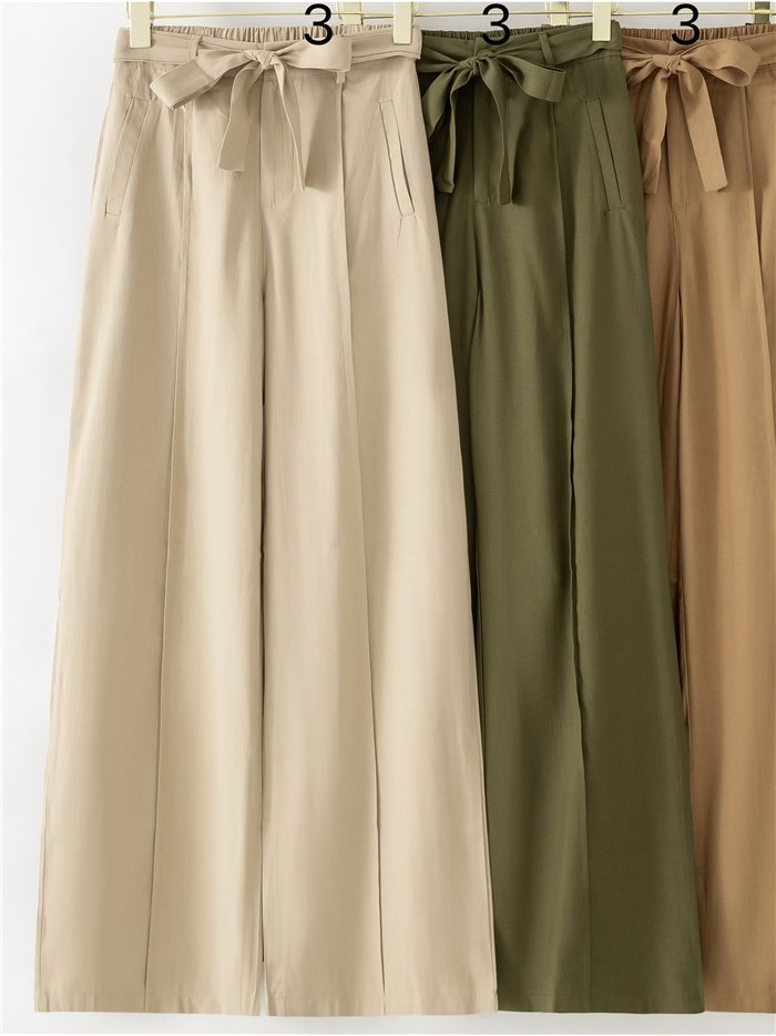 Pantalón wide leg con lazo