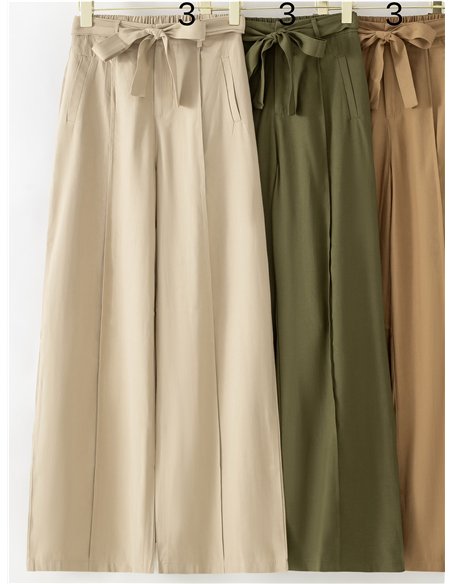 Pantalón wide leg con lazo