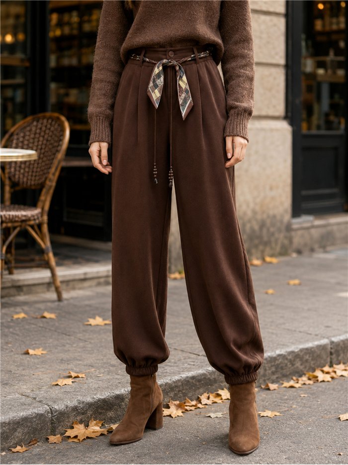 Pantalón jogger con cinturón pañuelo