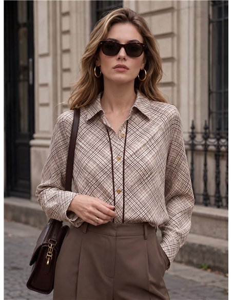 Camicia a quadri diagonali con profili