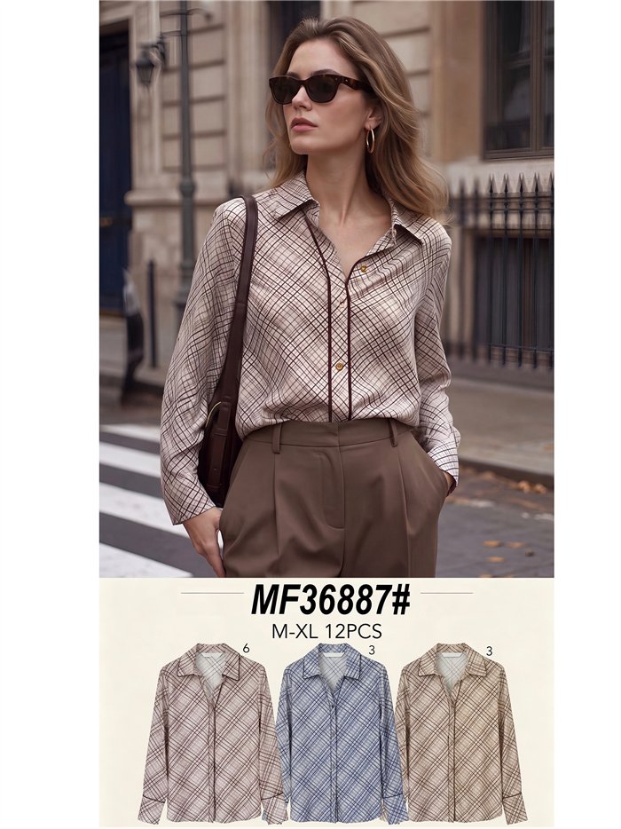 Camicia a quadri diagonali con profili