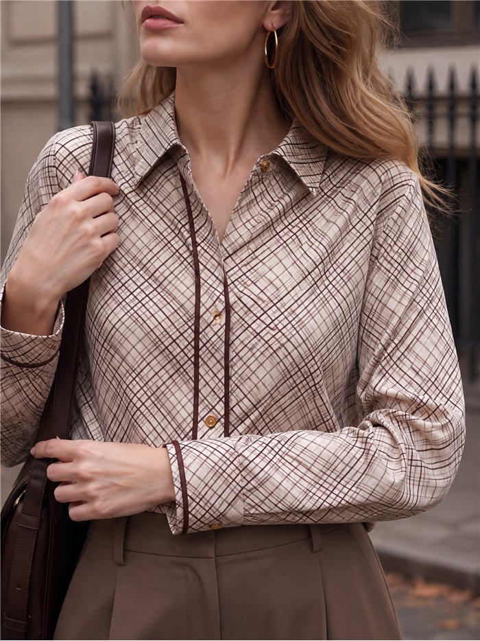 Camicia a quadri diagonali con profili