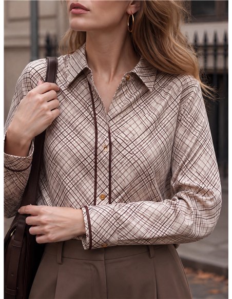 Camicia a quadri diagonali con profili