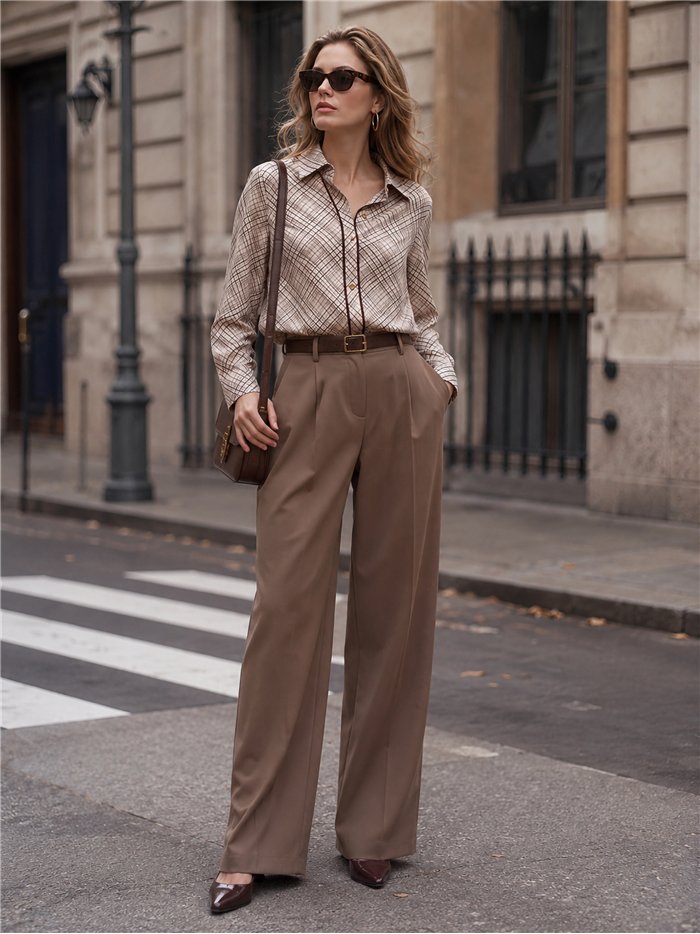 Camicia a quadri diagonali con profili