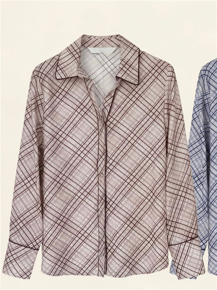 Camicia a quadri diagonali con profili