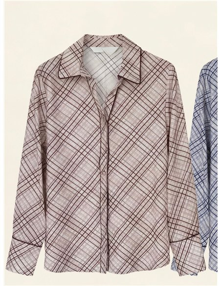 Camicia a quadri diagonali con profili