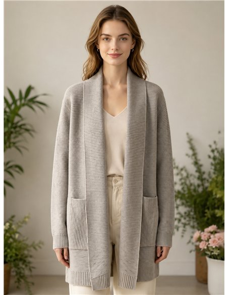 Cardigan a coste con tasche