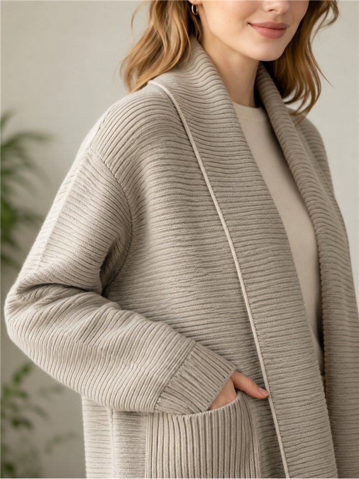 Cardigan a coste con tasche