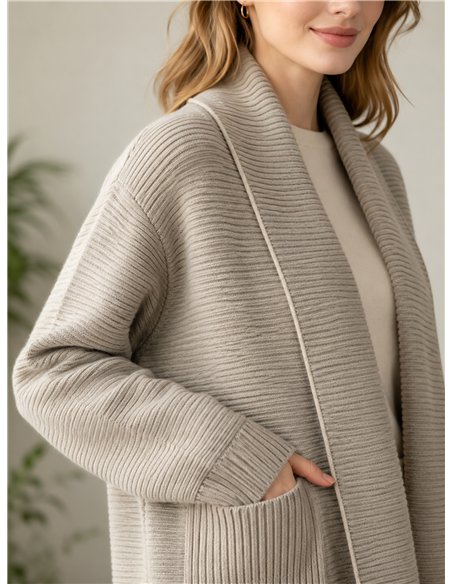 Cardigan a coste con tasche