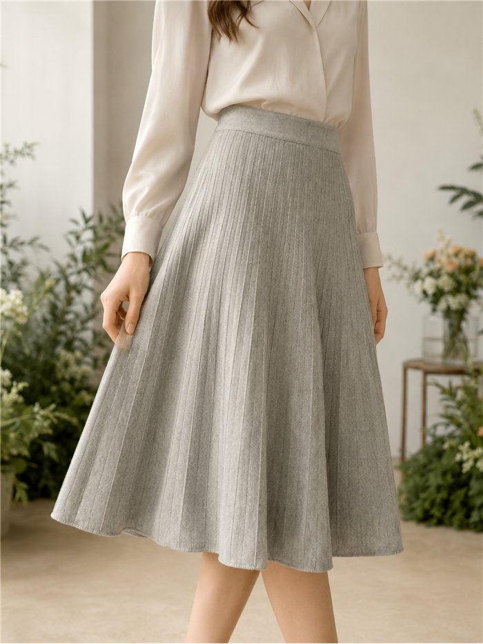 gonna midi plissettata in maglia