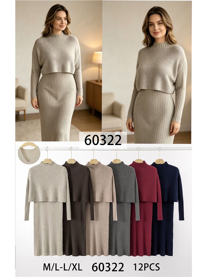 Conjunto jersey soft sin mangas y vestido canalé