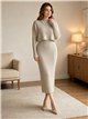 Conjunto jersey soft sin mangas y vestido canalé