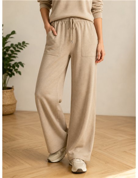 Pantaloni in maglia a gamba larga con coulisse