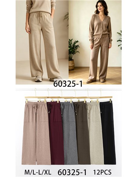 Pantaloni in maglia a gamba larga con coulisse