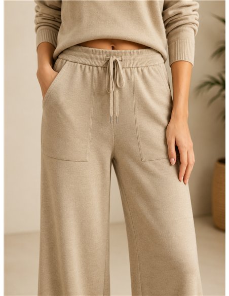 Pantaloni in maglia a gamba larga con coulisse