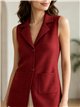 Colete comprido estilo blazer com bolsos