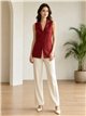 Colete comprido estilo blazer com bolsos
