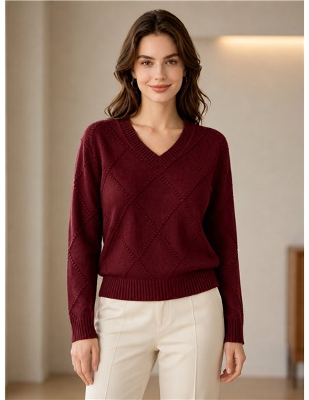 Camisa com padrão de diamante em relevo