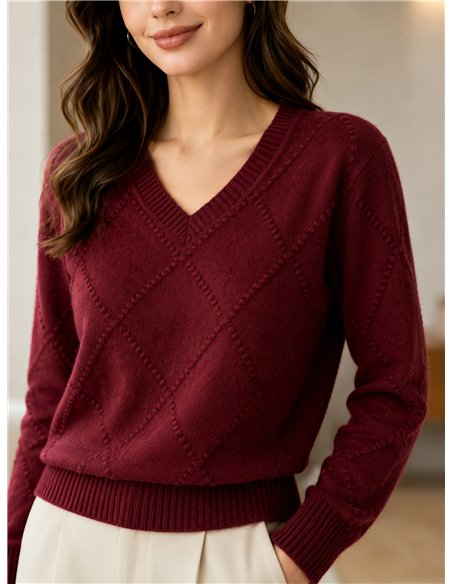 Camisa com padrão de diamante em relevo