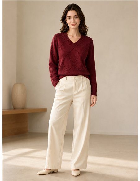 Camisa com padrão de diamante em relevo