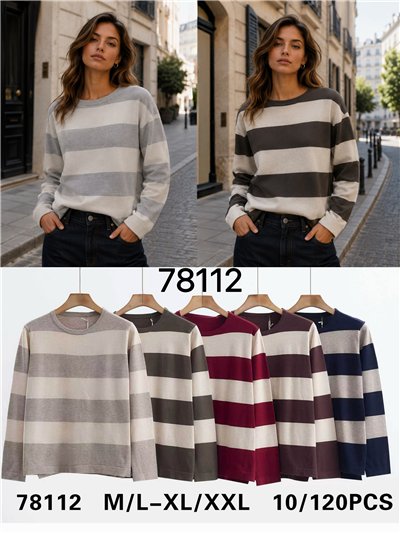 Jersey rayas anchas cuello redondo 2